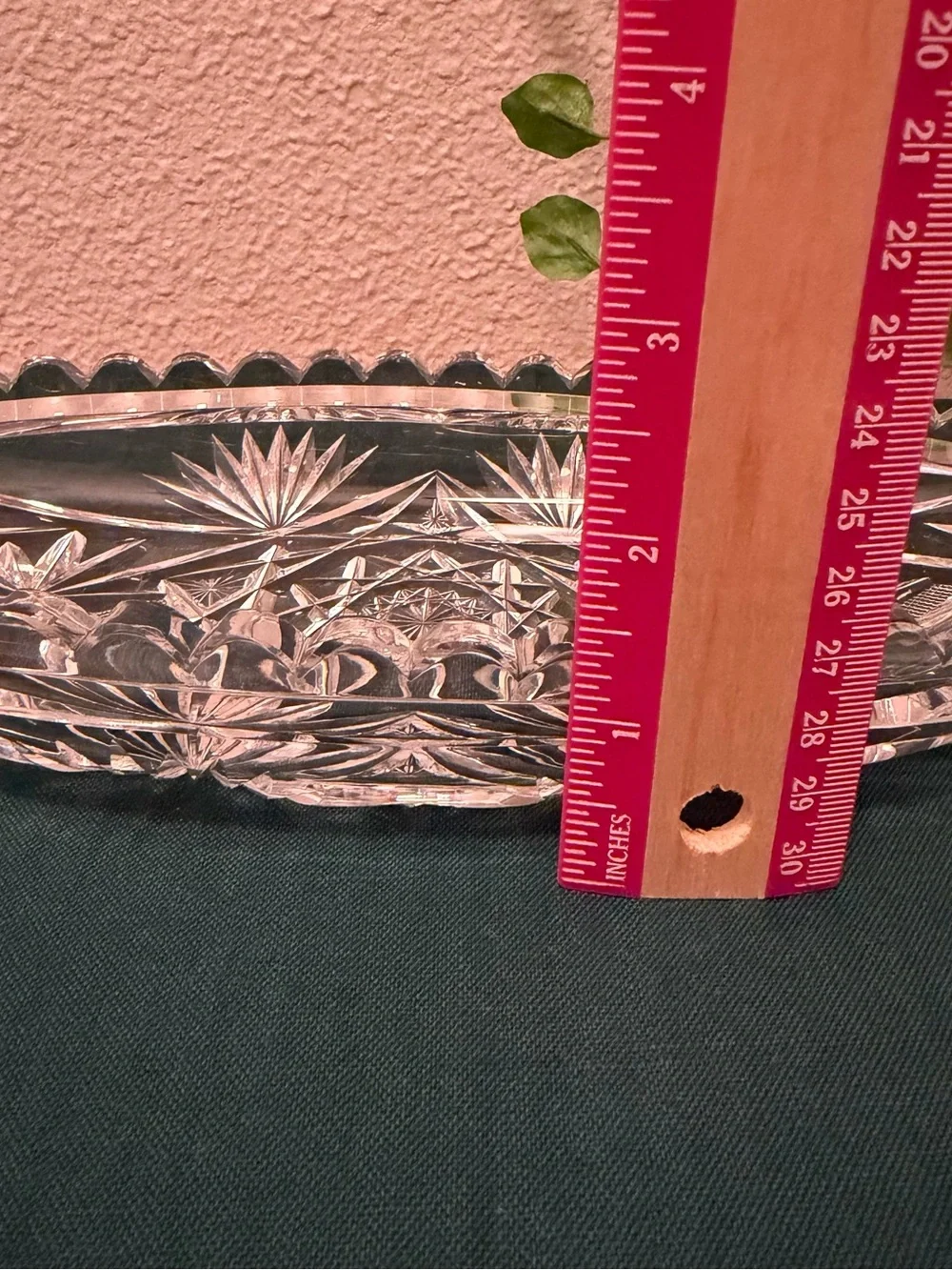 Crystal cut glass oval dish, American Brilliant Period (ABP) 10.5 x 4.3 x 1.5 in